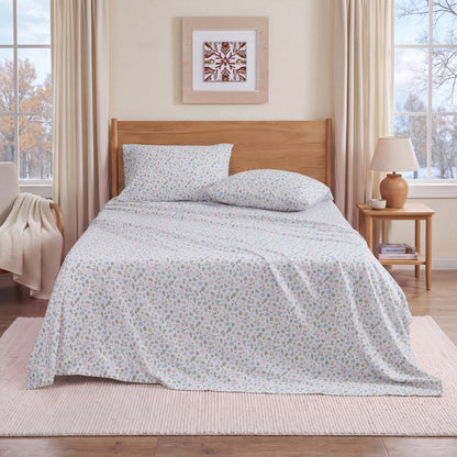 Cotton Flannel Sheet Set, 100% Cotton Bed Sheets Set with Deep Pocket