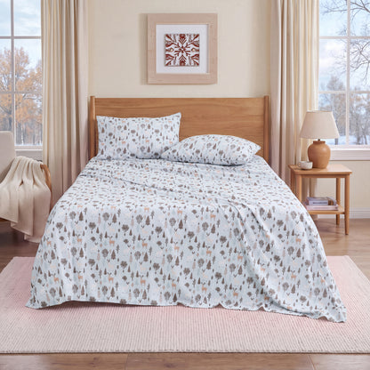 Cotton Flannel Sheet Set, 100% Cotton Bed Sheets Set with Deep Pocket