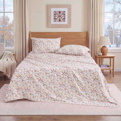 Cotton Flannel Sheet Set, 100% Cotton Bed Sheets Set with Deep Pocket
