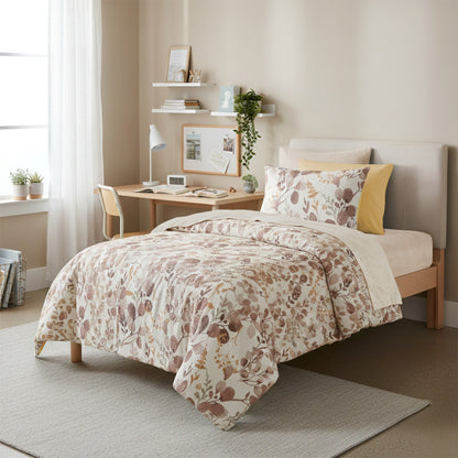 Seersucker Comforter Set with Sheets, Botanical Bed in A Bag