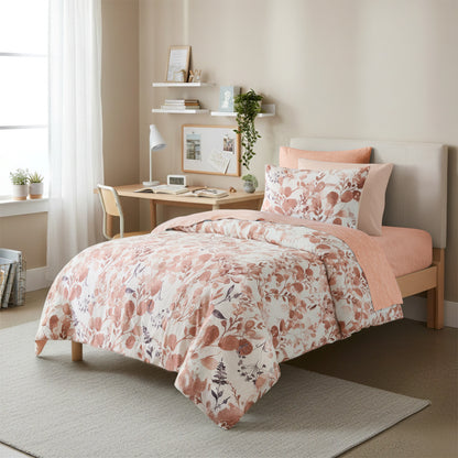 Seersucker Comforter Set with Sheets, Botanical Bed in A Bag