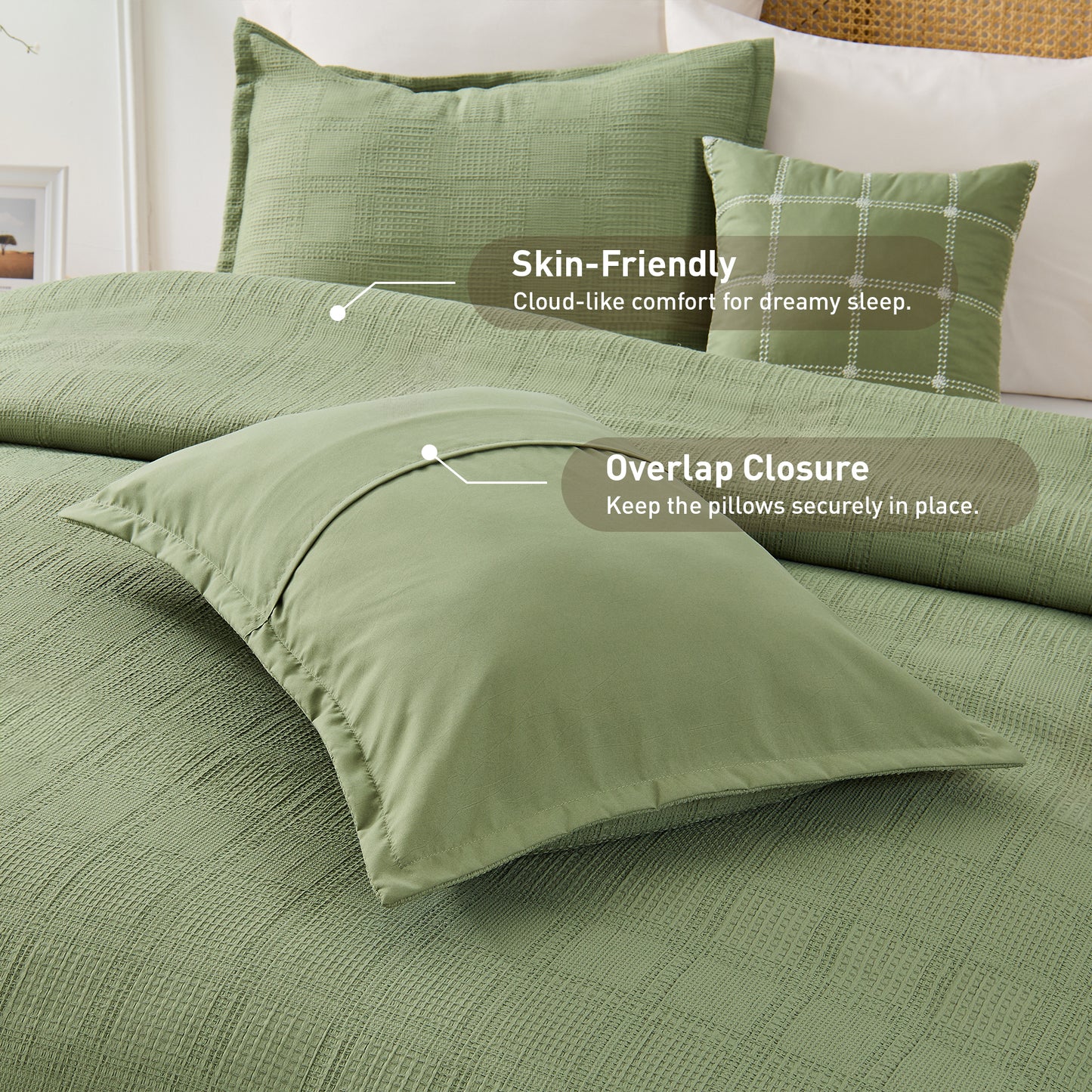 Solid Classic Waffle Weave Textured Duvet Cover Set