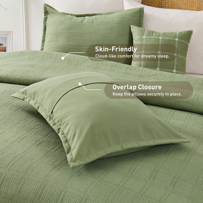 Solid Classic Waffle Weave Textured Duvet Cover Set