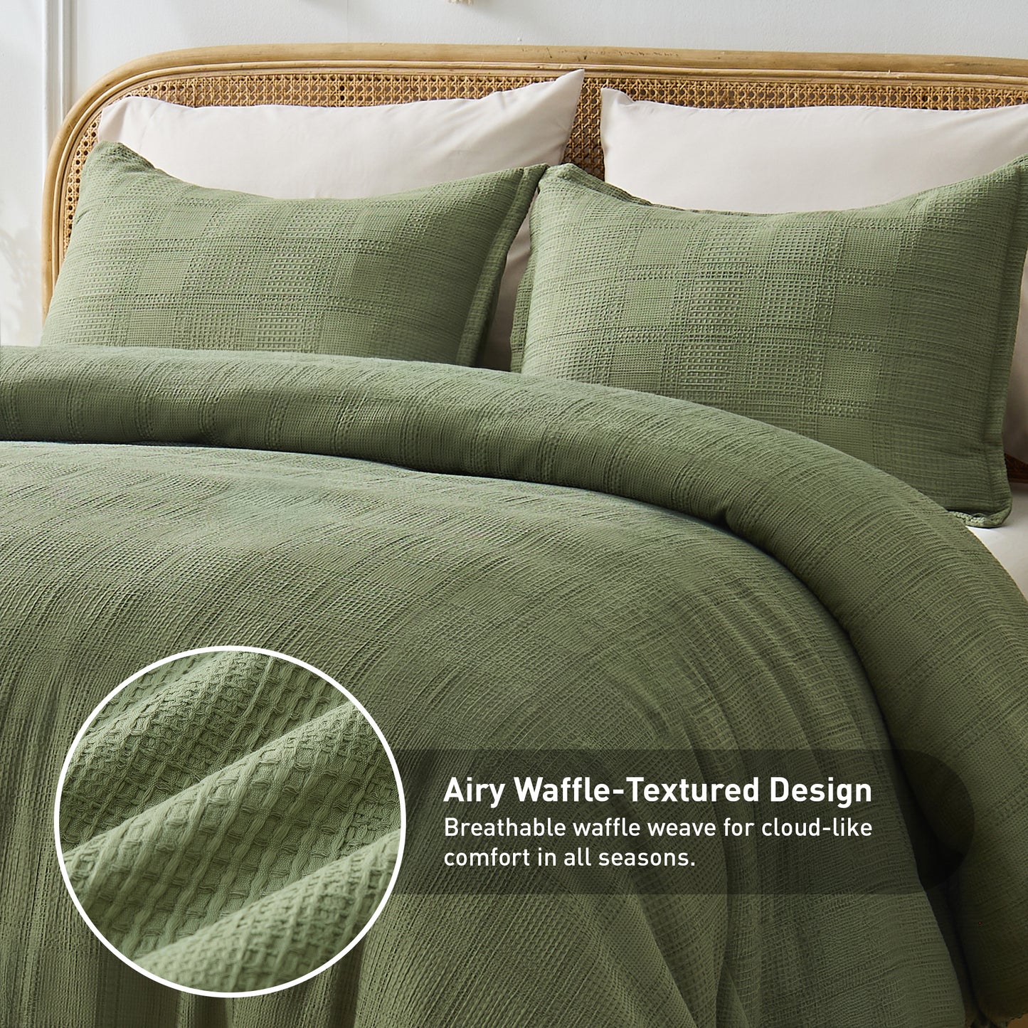 Solid Classic Waffle Weave Textured Duvet Cover Set