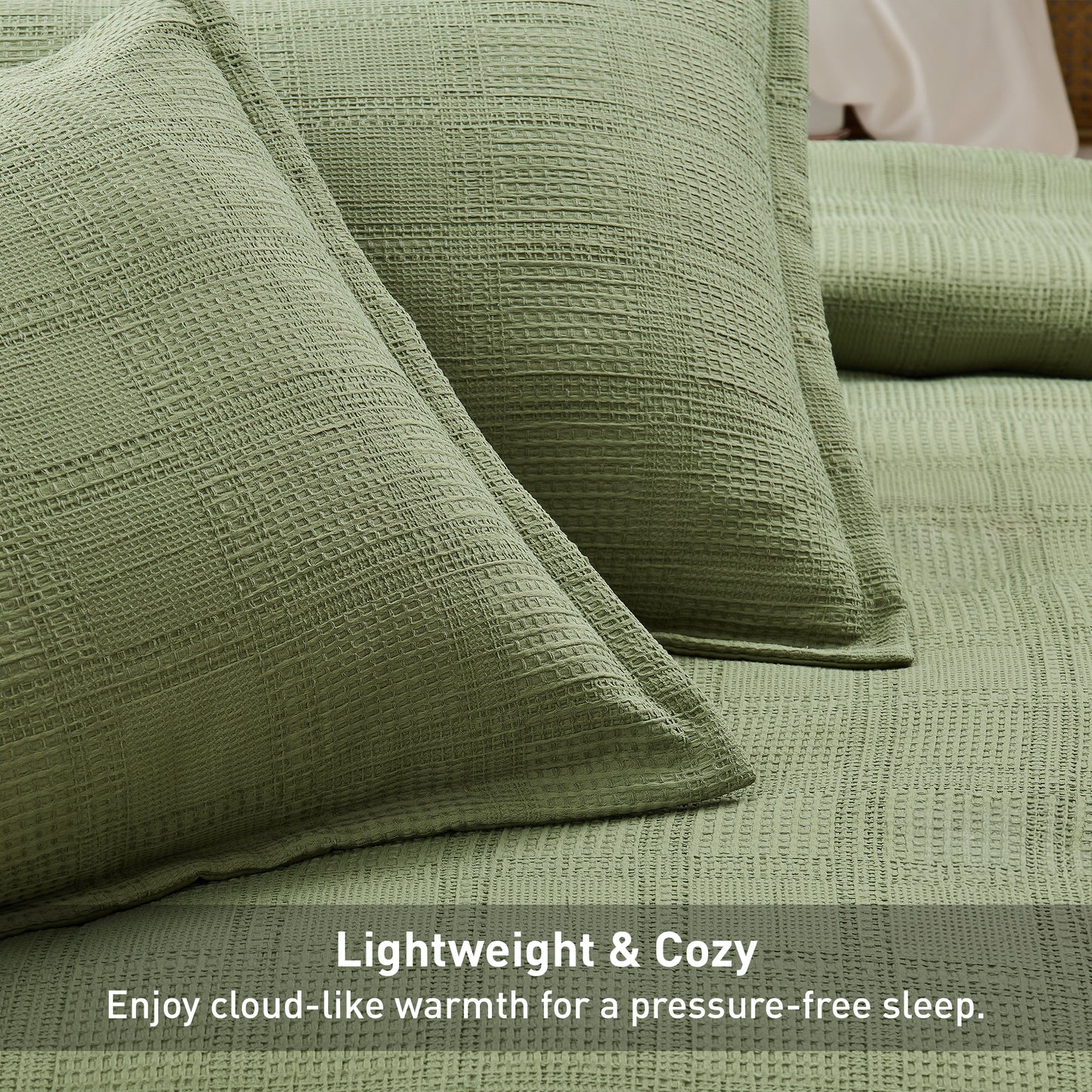 Solid Classic Waffle Weave Textured Duvet Cover Set