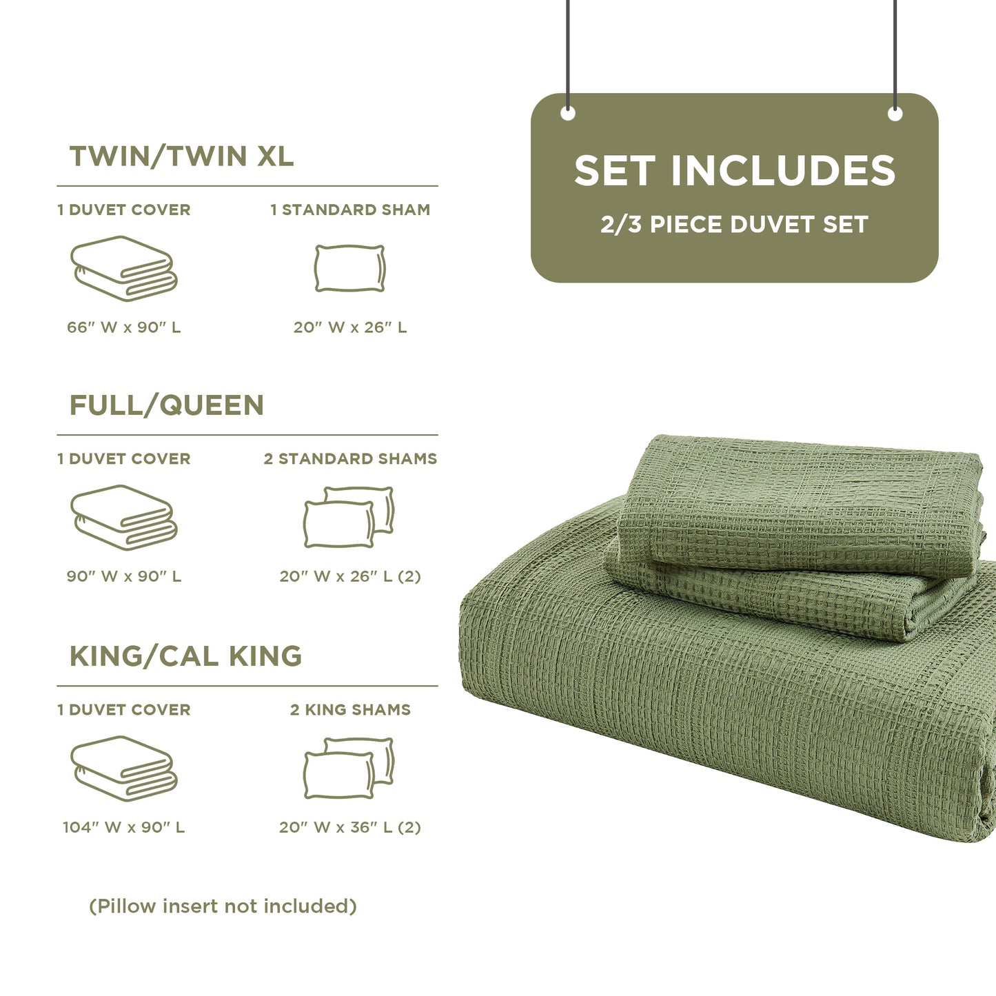 Solid Classic Waffle Weave Textured Duvet Cover Set