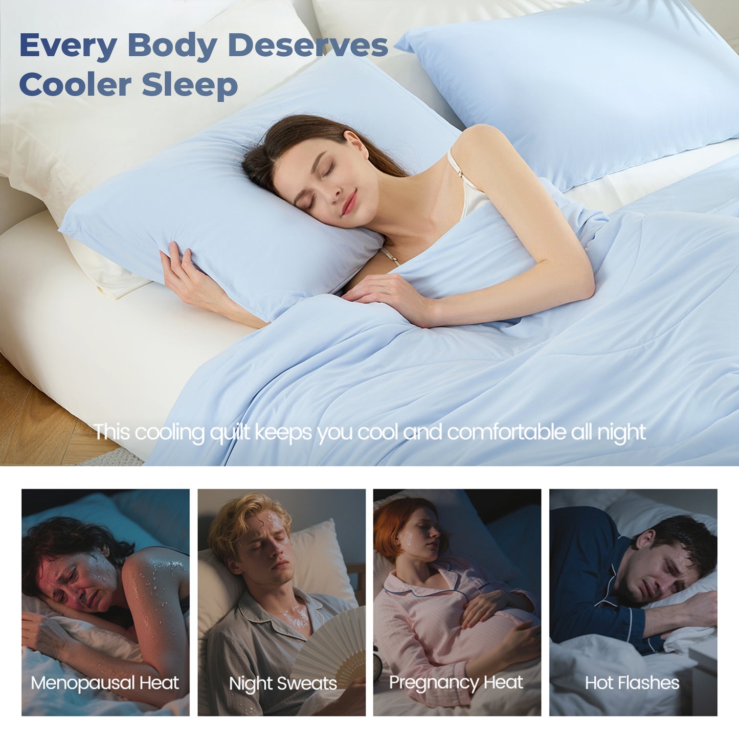 Cooling Comforter, Cooling Blanket for Hot Sleepers, Silky Smooth Summer Comforter