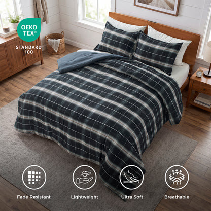 Plaid Reversible Comforter Sets with Pillow Shams