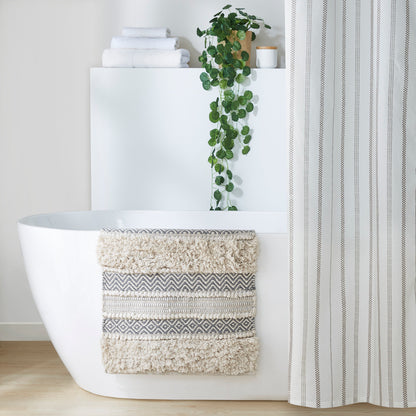 Boho Hand-Woven Texture Stripe Bath Rug