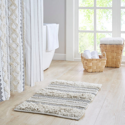 Boho Hand-Woven Texture Stripe Bath Rug