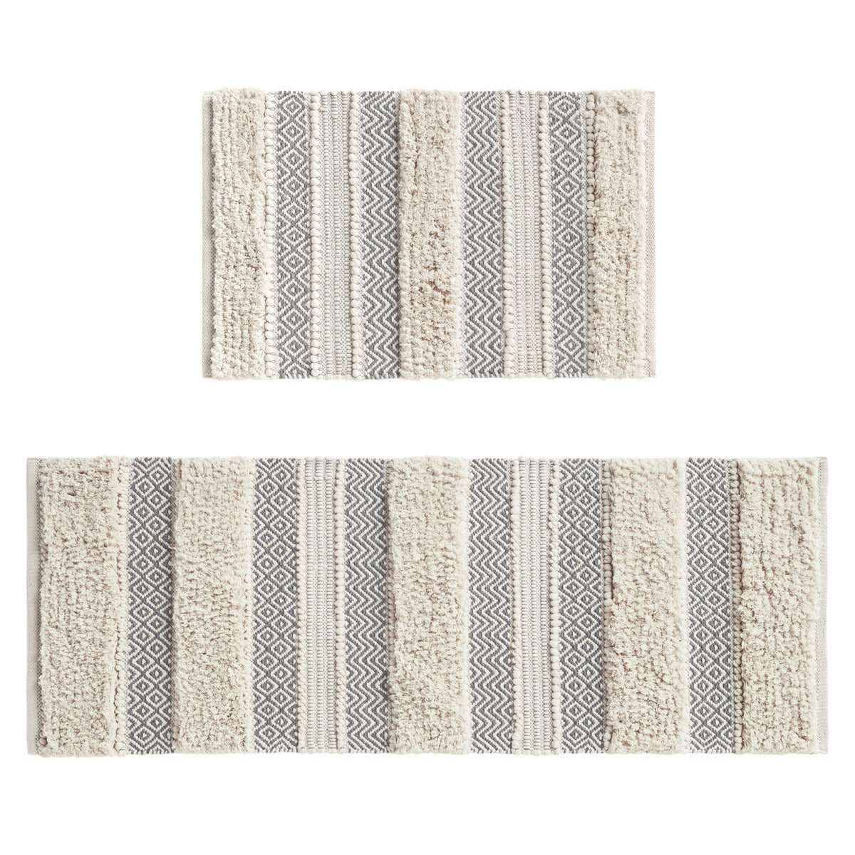 Boho Hand-Woven Texture Stripe Bath Rug