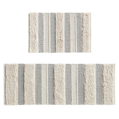 Boho Hand-Woven Texture Stripe Bath Rug