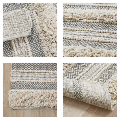 Boho Hand-Woven Texture Stripe Bath Rug