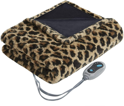 Beautyrest Electric Throw Heated Blanket Brushed Long Faux Fur Oversized 50"x60"