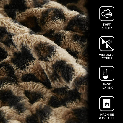 Beautyrest Electric Throw Heated Blanket Brushed Long Faux Fur Oversized 50"x60"