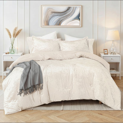 Crushed Velvet Comforter Set, Round Quilting