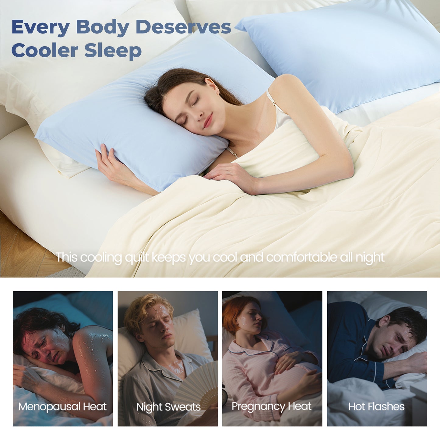Cooling Comforter, Cooling Blanket for Hot Sleepers, Silky Smooth Summer Comforter