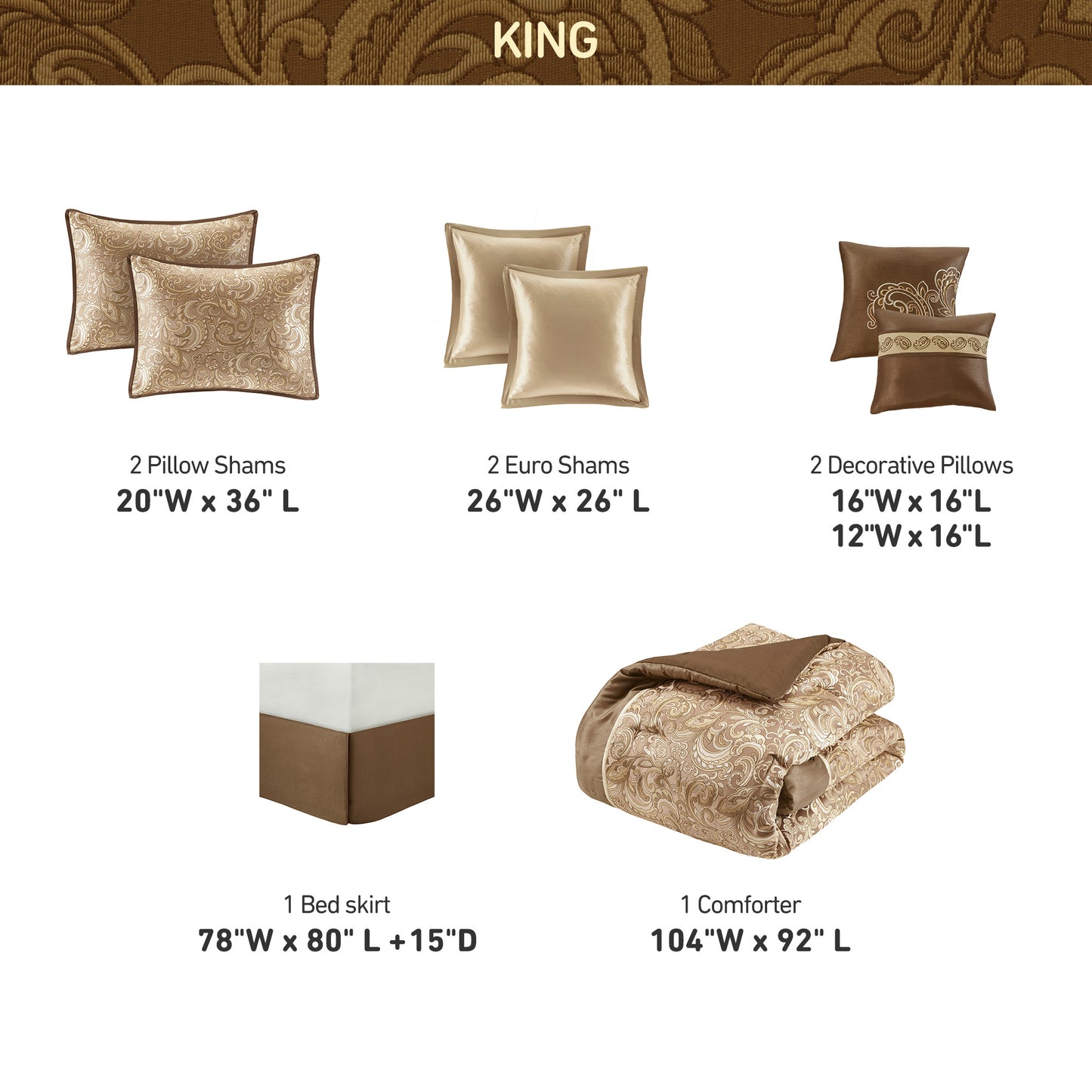 Jacquard Comforter Set with Bedskirt and Decor Pillows