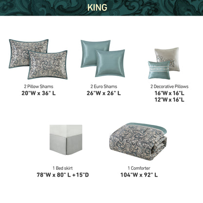 Jacquard Comforter Set with Bedskirt and Decor Pillows