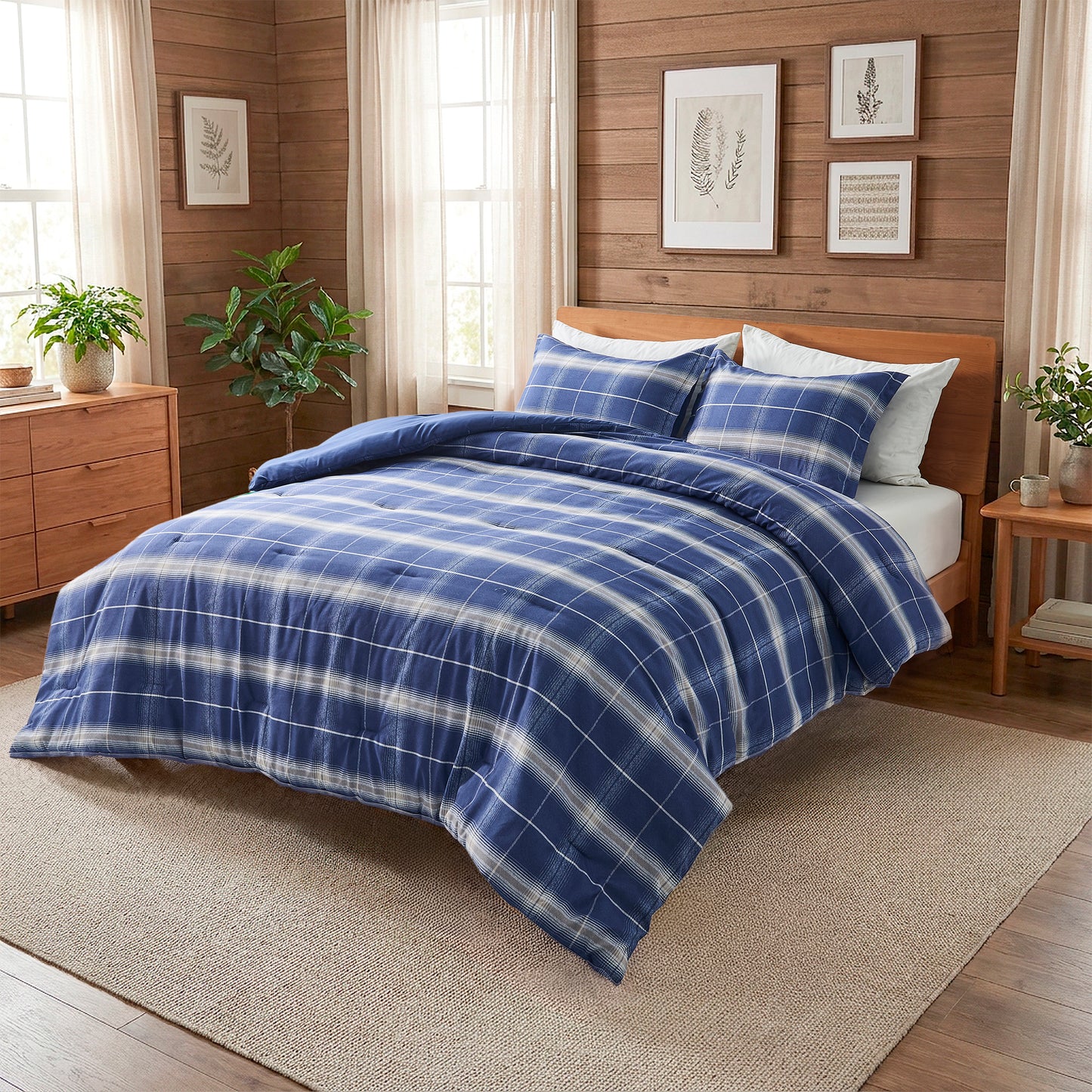 Plaid Reversible Comforter Sets with Pillow Shams