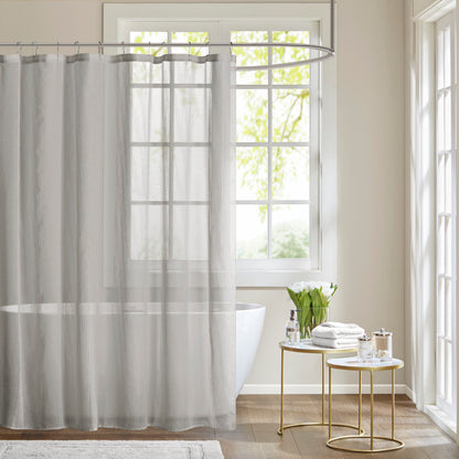 Sheer Shower Curtain with Textured Design