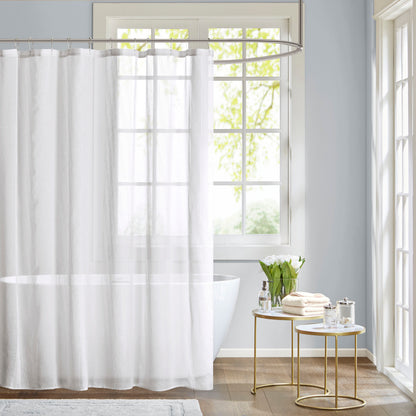 Sheer Shower Curtain with Textured Design
