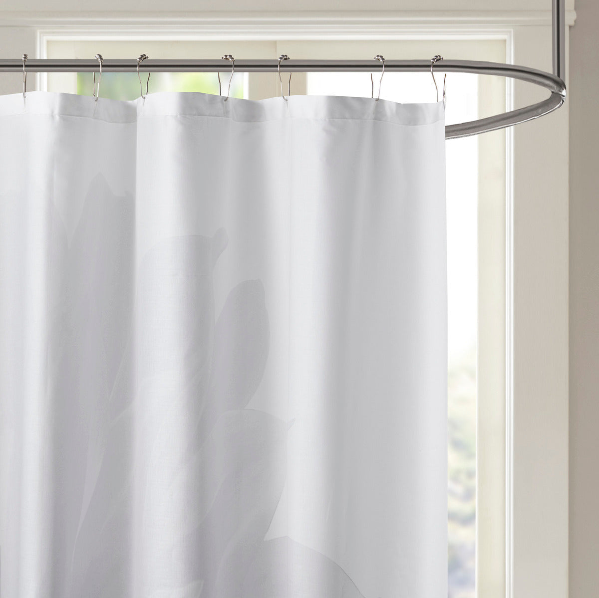 Large Flower Cotton Floral Shower Curtain with 12 Button Holes