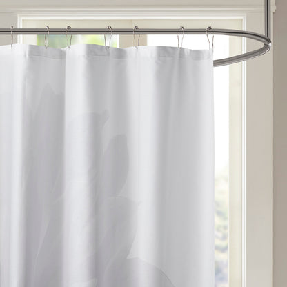 Large Flower Cotton Floral Shower Curtain with 12 Button Holes