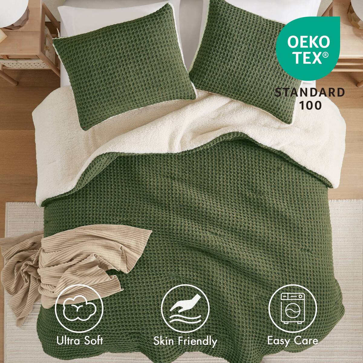 Waffle-Knit Chenille Comforter Set