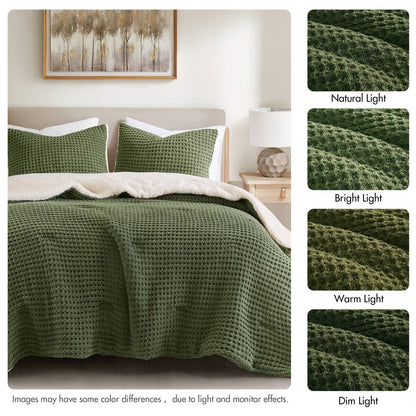 Waffle-Knit Chenille Comforter Set