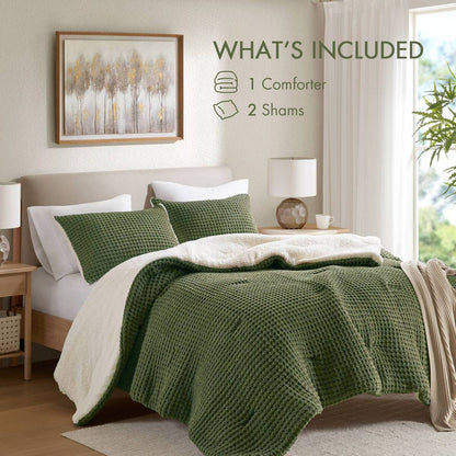 Waffle-Knit Chenille Comforter Set