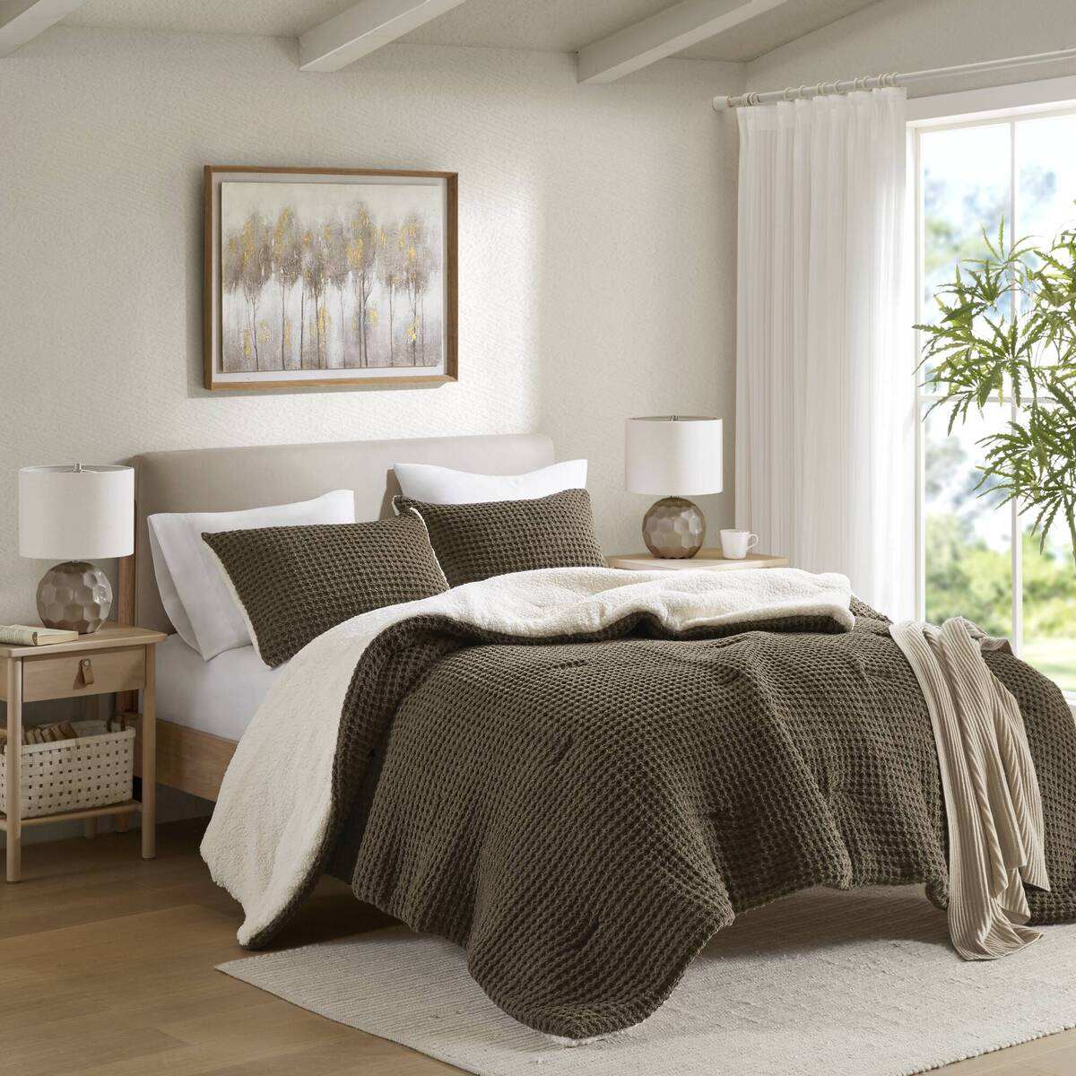 Waffle-Knit Chenille Comforter Set