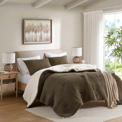 Waffle-Knit Chenille Comforter Set