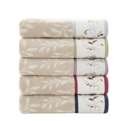 Floral Embroidered Cotton Jacquard Towel Set