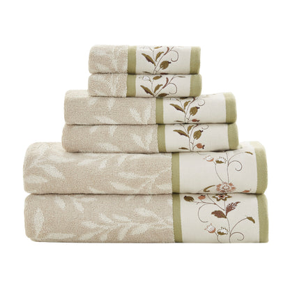 Floral Embroidered Cotton Jacquard Towel Set