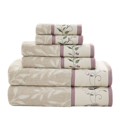 Floral Embroidered Cotton Jacquard Towel Set