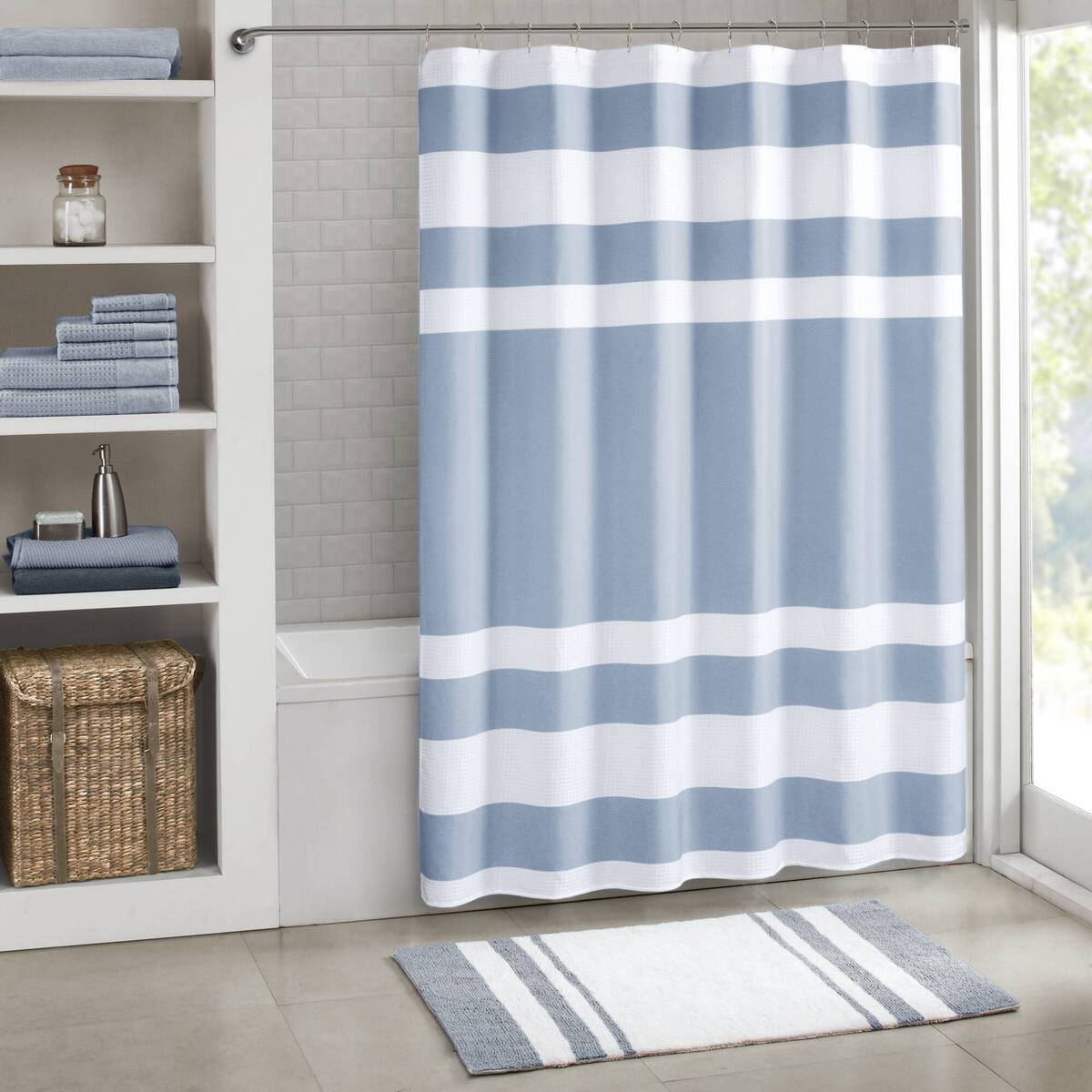 Modern Striped Shower Curtain with 3M Treatment