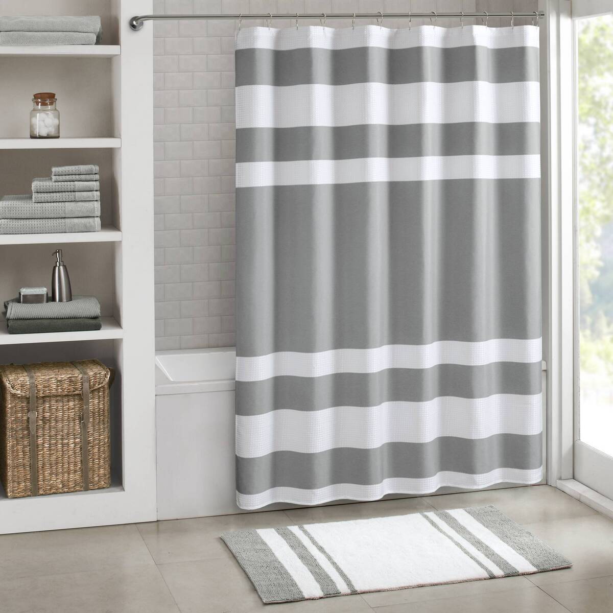 Modern Striped Shower Curtain with 3M Treatment