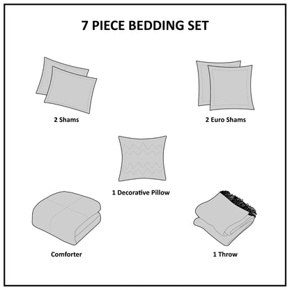 Printed Seersucker Comforter Set with Throw Blanket