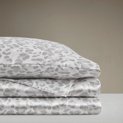 Printed Satin Bed Sheets, 3-Piece Luxury Silky Bedding Sets with Pillowcase