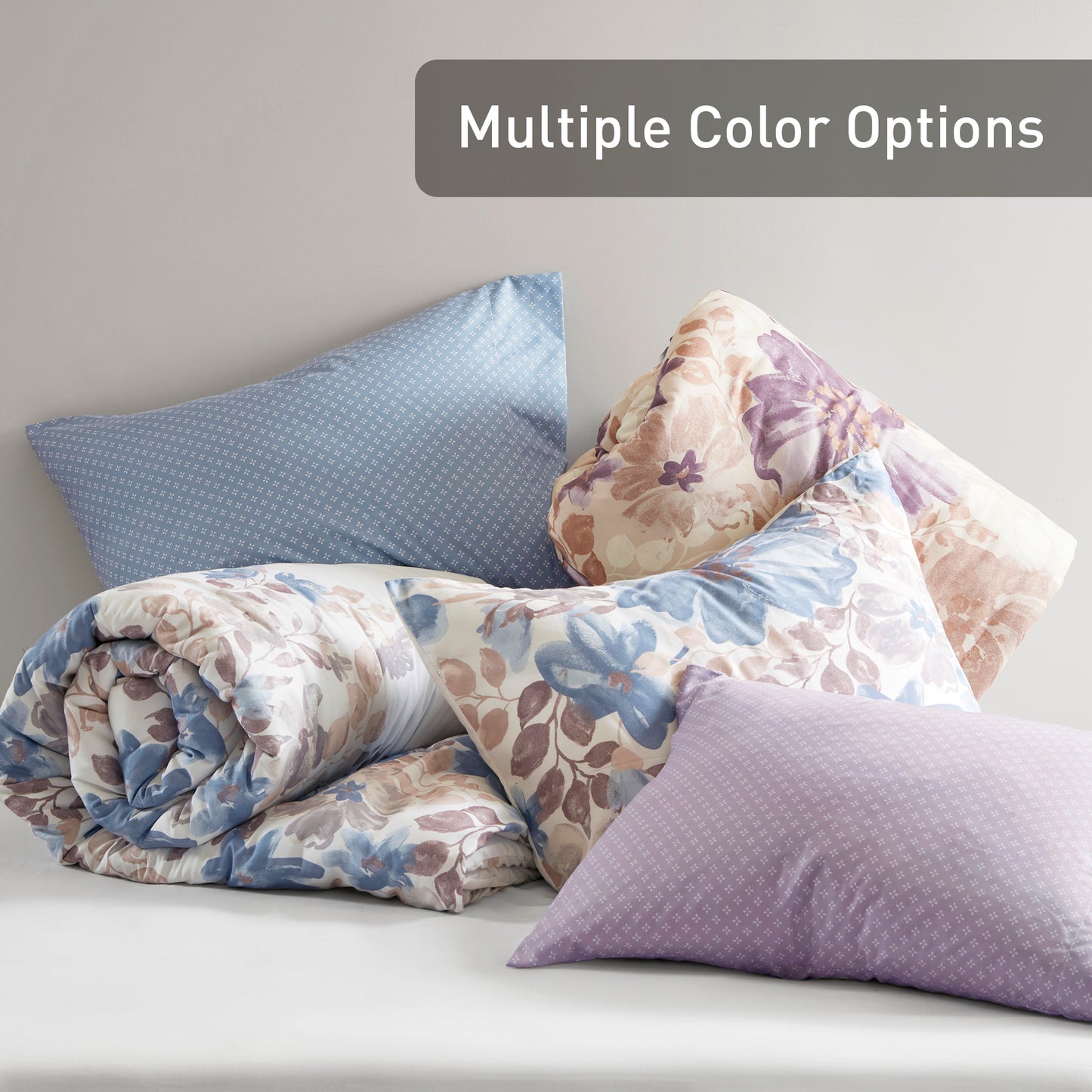 Microfiber Comforter Set, Watercolor Flora Print