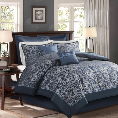 Jacquard Comforter Set with Bedskirt and Decor Pillows