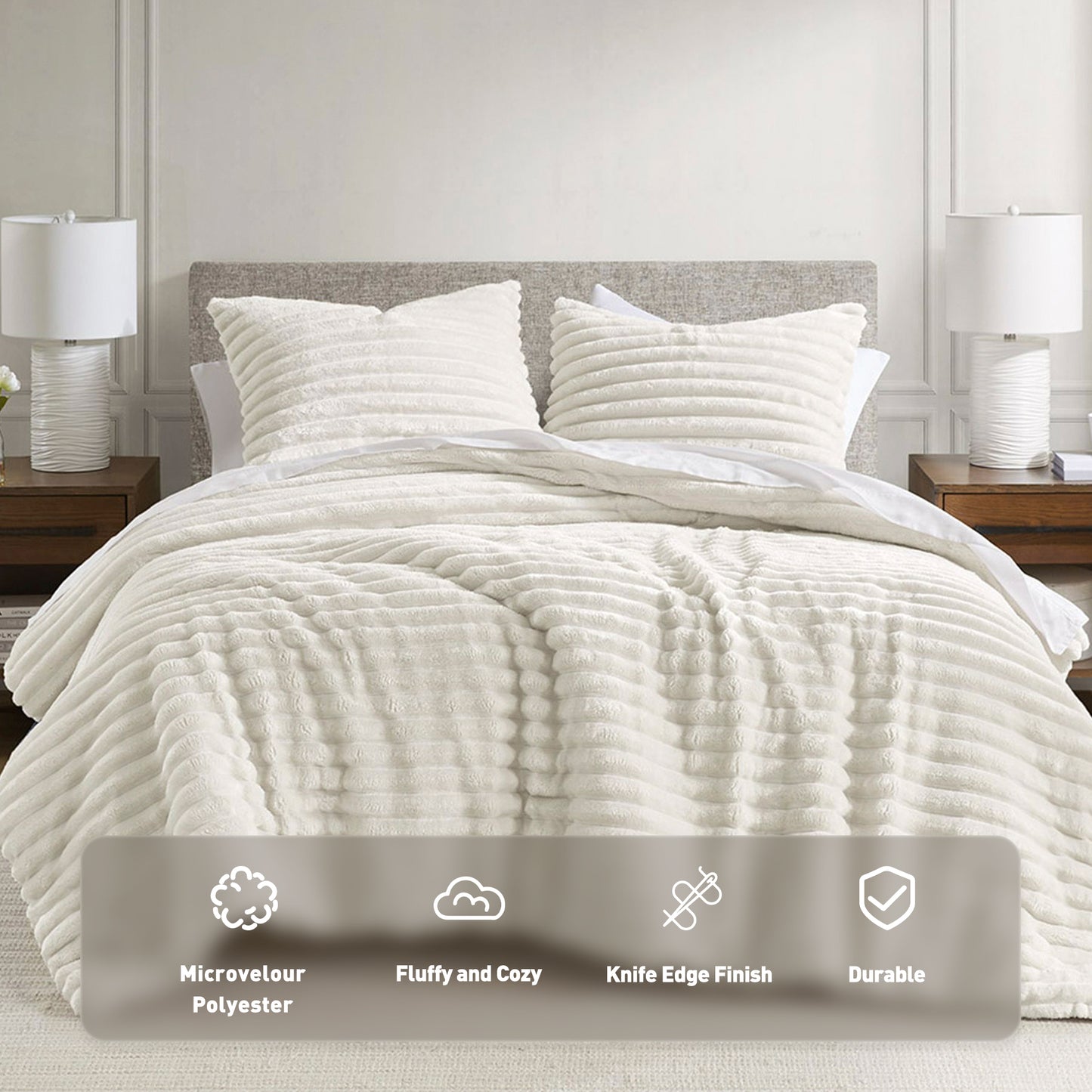Fluffy Ribbed Plush Comforter Set