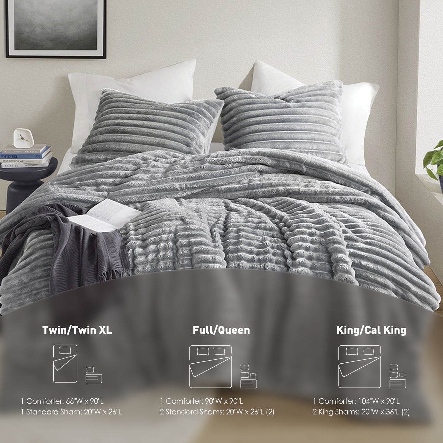 Fluffy Ribbed Plush Comforter Set