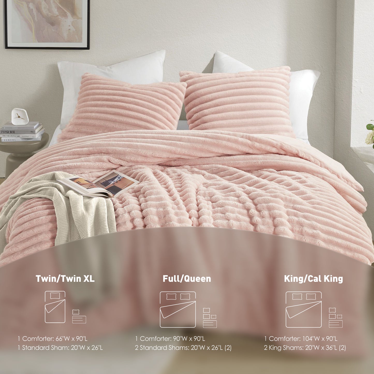 Fluffy Ribbed Plush Comforter Set