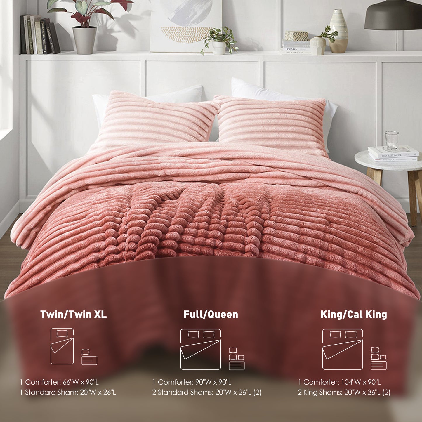 Fluffy Ribbed Plush Comforter Set