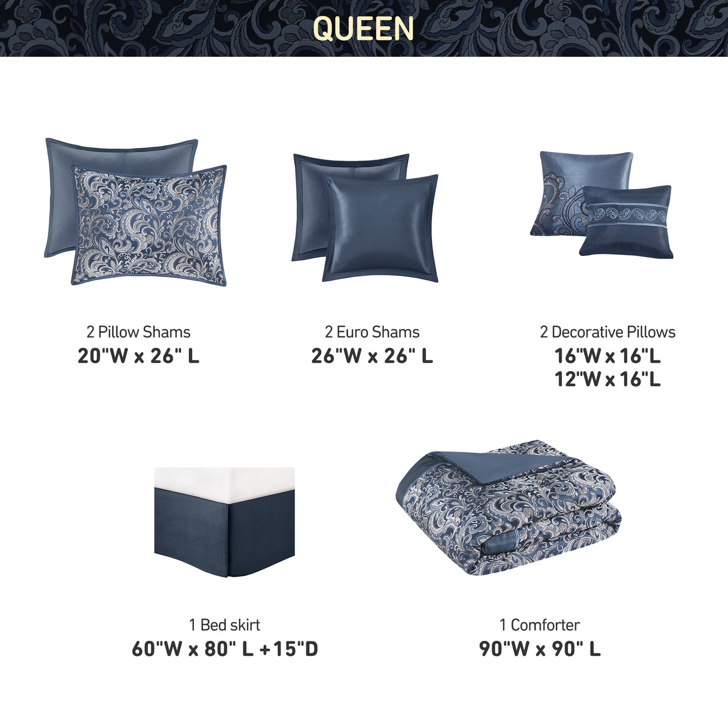 Jacquard Comforter Set with Bedskirt and Decor Pillows