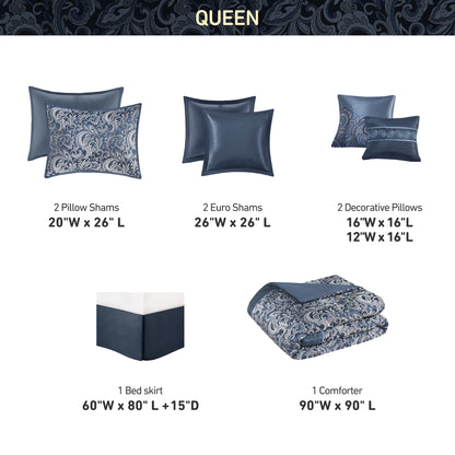 Jacquard Comforter Set with Bedskirt and Decor Pillows