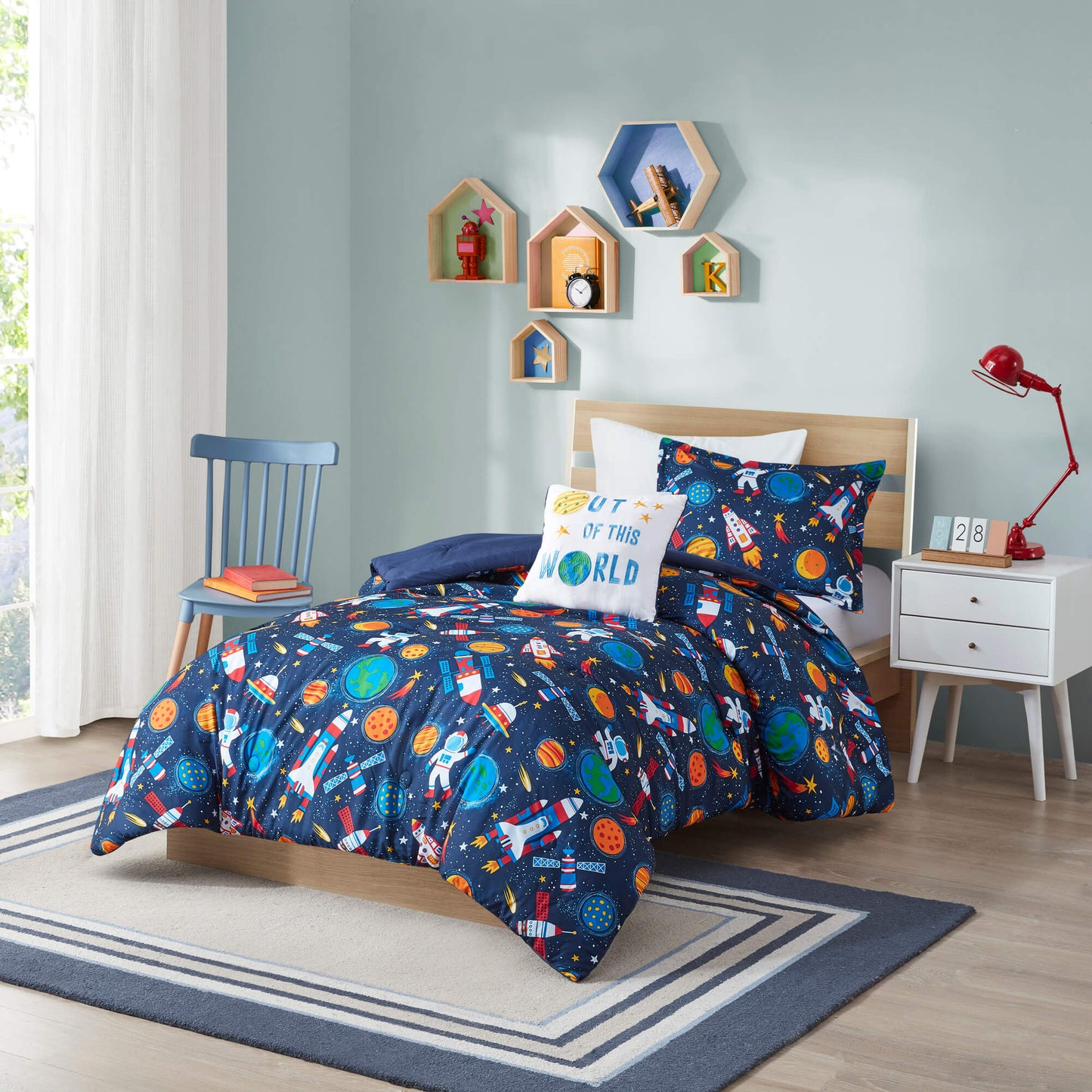 Jason Space Rocket  Boys Comforter Set with Decor Pillow