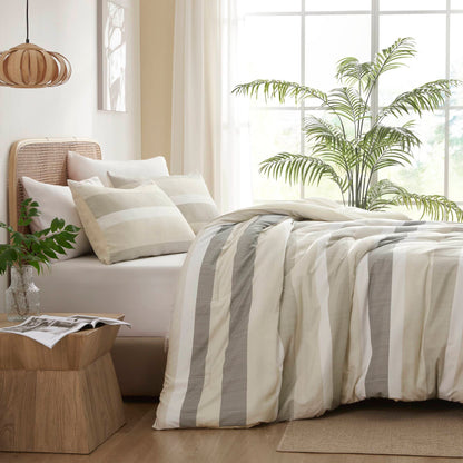 Reversible Striped Comforter Set for Dorm Bedding, Lightweight All Season Comforter Bed Set